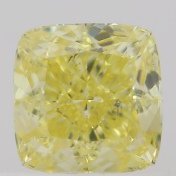 Diament o barwie fantazyjnej szlif poduszkowy brylantowy, 0.6ct, SI2, Fancy Intense Yellow, GIA 6322430682