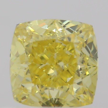 Diament o barwie fantazyjnej szlif poduszkowy brylantowy, 0.5ct, SI1, Fancy Vivid Yellow, GIA 1328430857