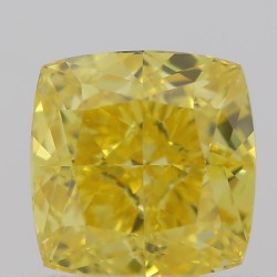 Diament o barwie fantazyjnej szlif poduszkowy brylantowy, 0.51ct, SI1, Fancy Vivid Yellow, GIA 2344450673
