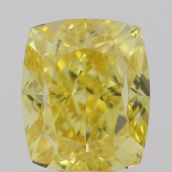 Diament o barwie fantazyjnej szlif poduszkowy brylantowy, 1ct, VS2, Fancy Vivid  Yellow, GIA 2337713330