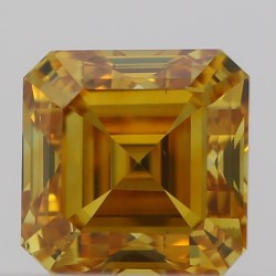 Diament o barwie fantazyjnej szlif szmaragdowy kwadratowy, 0.32ct, VS2, Fancy Vivid Orange Yellow, GIA 2504157234