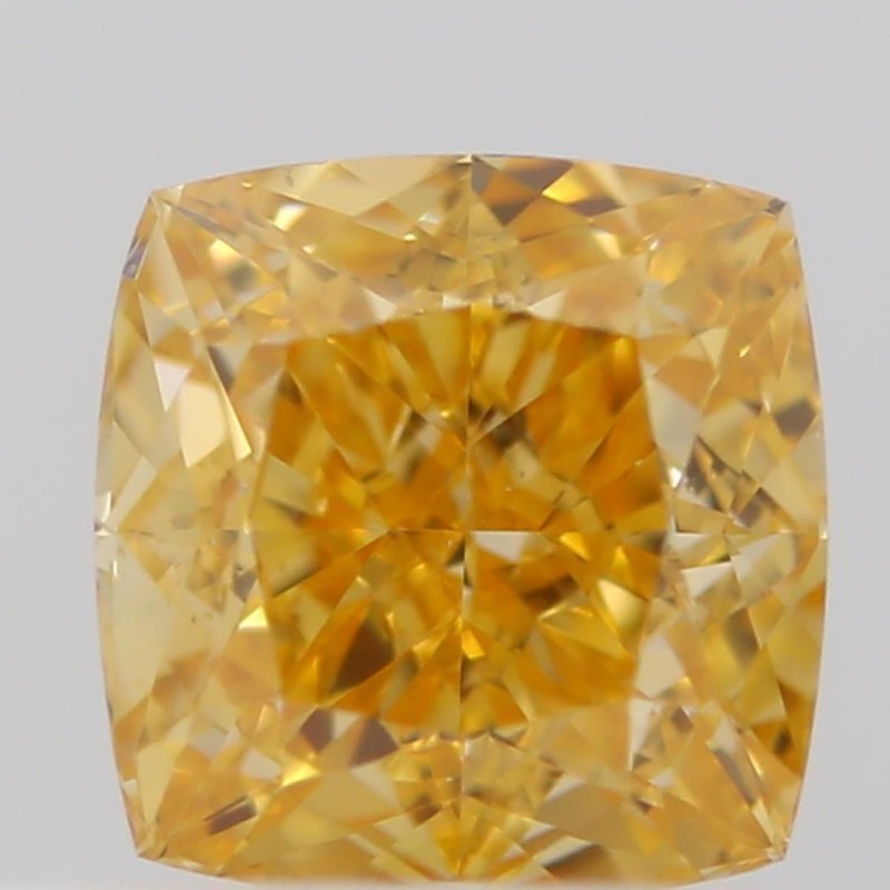Diament o barwie fantazyjnej szlif poduszkowy brylantowy, 0.4ct, VS2, Fancy Intense Yellow Orange, GIA 1206991861