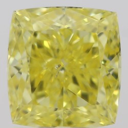 Diament o barwie fantazyjnej szlif poduszkowy brylantowy, 1.02ct, SI1, Fancy Vivid Yellow, GIA 7358652289