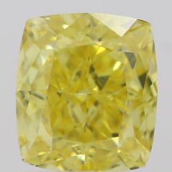 Diament o barwie fantazyjnej szlif poduszkowy brylantowy, 1ct, VVS2, Fancy Vivid Yellow, GIA 5211378727