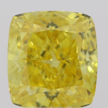 Diament o barwie fantazyjnej szlif poduszkowy brylantowy, 0.5ct, SI1, Fancy Vivid Yellow, GIA 6214379126