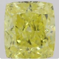 Diament o barwie fantazyjnej szlif poduszkowy brylantowy, 0.52ct, VS1, Fancy Intense Yellow, GIA 2211373941