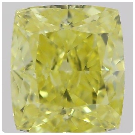 Diament o barwie fantazyjnej szlif poduszkowy brylantowy, 0.52ct, VS1, Fancy Intense Yellow, GIA 2211373941