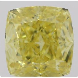 Diament o barwie fantazyjnej szlif poduszkowy brylantowy, 0.54ct, SI1, Fancy Intense Yellow, GIA 2211373788