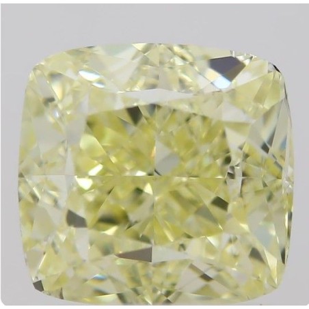Diament o barwie fantazyjnej szlif poduszkowy brylantowy, 1ct, VS2, Fancy Light  Yellow, GIA 2397149539