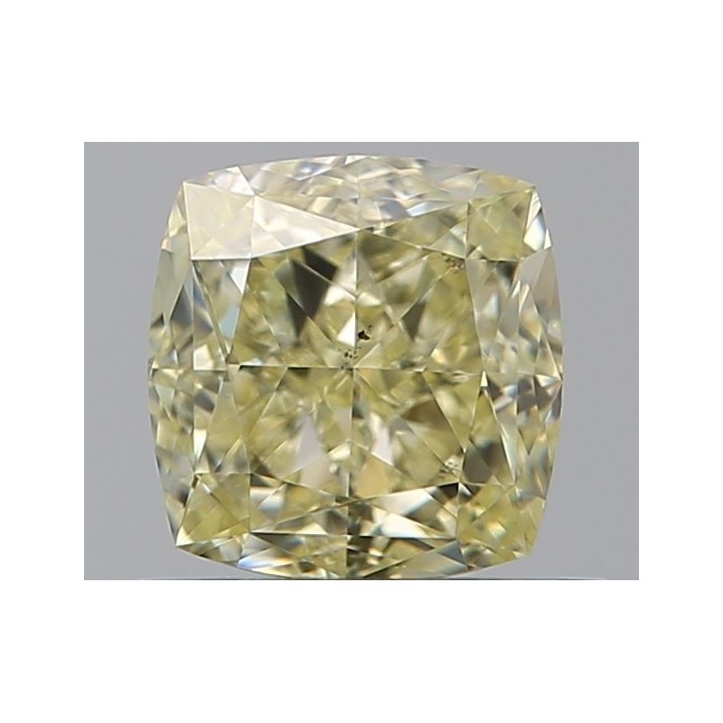 Diament o barwie fantazyjnej szlif poduszkowy brylantowy, 0.9ct, SI1, Fancy Light Yellow, GIA 1505669151