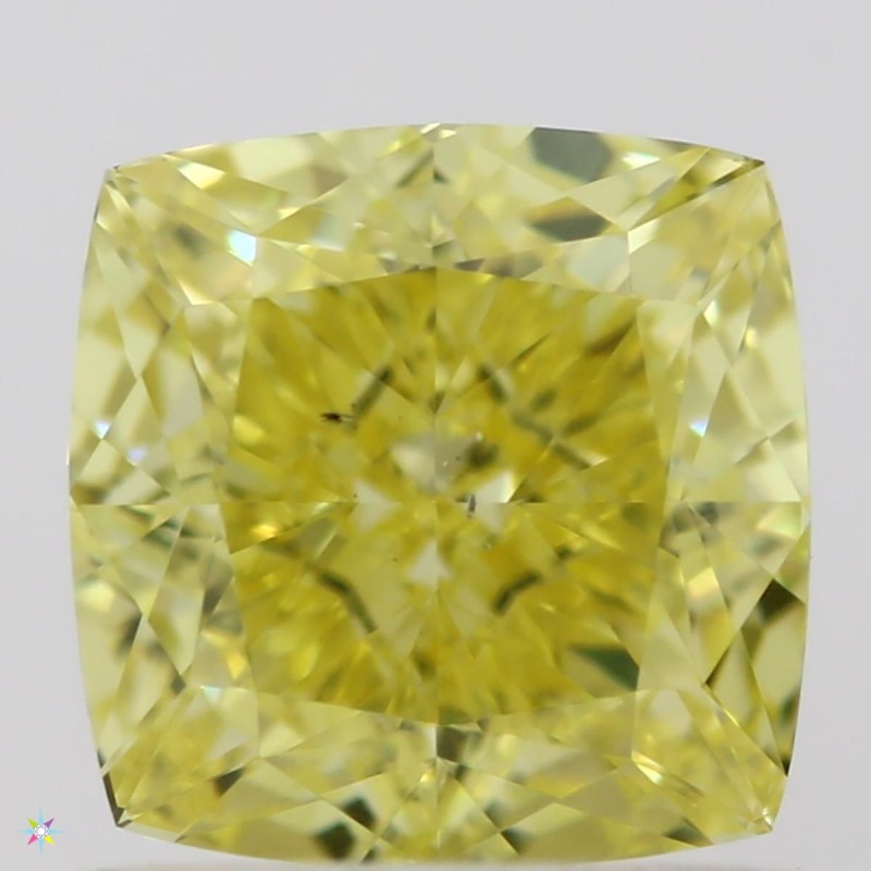 Diament o barwie fantazyjnej szlif poduszkowy brylantowy, 1.03ct, VS2, Fancy Vivid  Yellow, GIA 1259614862