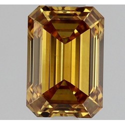 Diament o barwie fantazyjnej szlif szmaragdowy, 0.42ct, VS2, Fancy Vivid Yellow Orange, GIA 5234424041