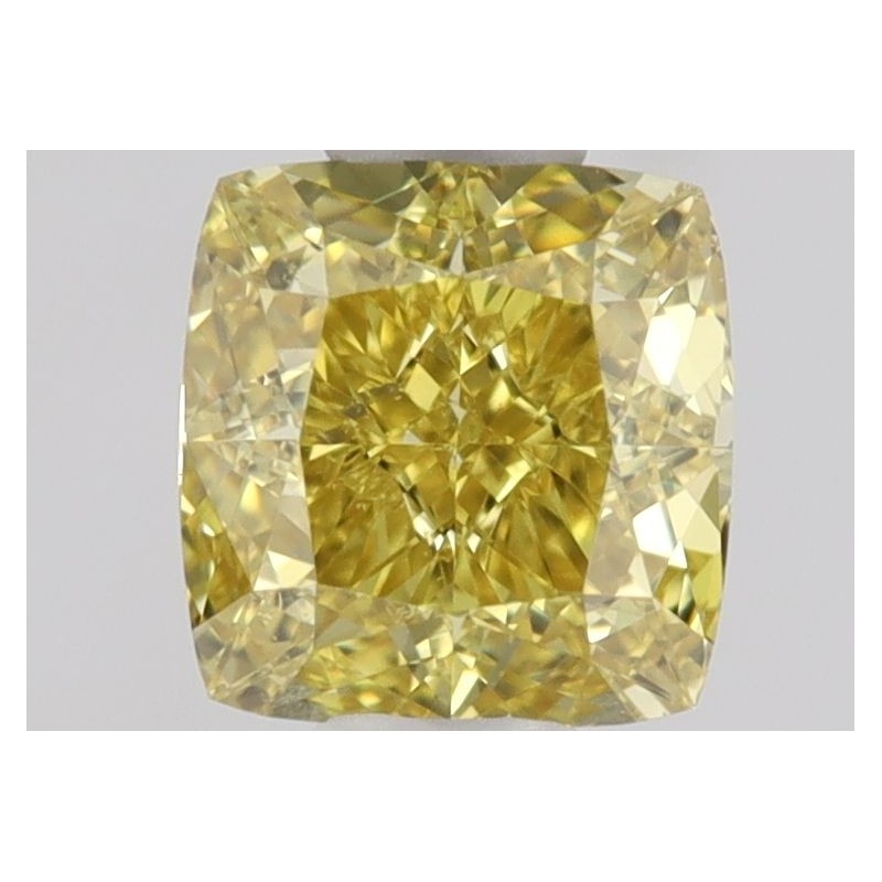 Diament o barwie fantazyjnej szlif poduszkowy brylantowy, 0.51ct, VS1, Fancy Intense Yellow, GIA 1469072537