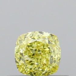 Diament o barwie fantazyjnej szlif poduszkowy brylantowy, 0.51ct, SI1, Fancy Intense Yellow, GIA 6482485331