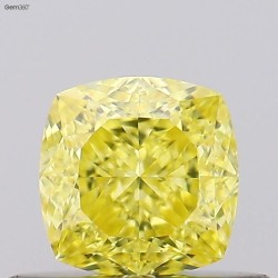 Diament o barwie fantazyjnej szlif poduszkowy brylantowy, 0.53ct, VS1, Fancy Vivid Yellow, GIA 2536311970