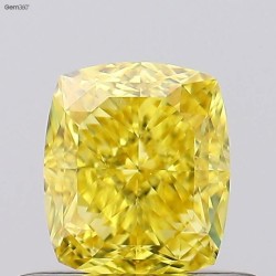 Diament o barwie fantazyjnej szlif poduszkowy brylantowy, 0.51ct, VVS2, Fancy Vivid Yellow, GIA 7536311879