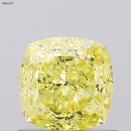 Diament o barwie fantazyjnej szlif poduszkowy brylantowy, 1ct, SI1, Fancy Intense Yellow, GIA 1537307468