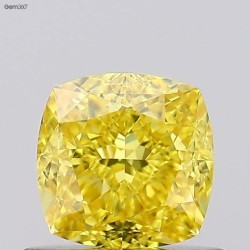Diament o barwie fantazyjnej szlif poduszkowy brylantowy, 0.8ct, VVS2, Fancy Vivid Yellow, GIA 6532311895