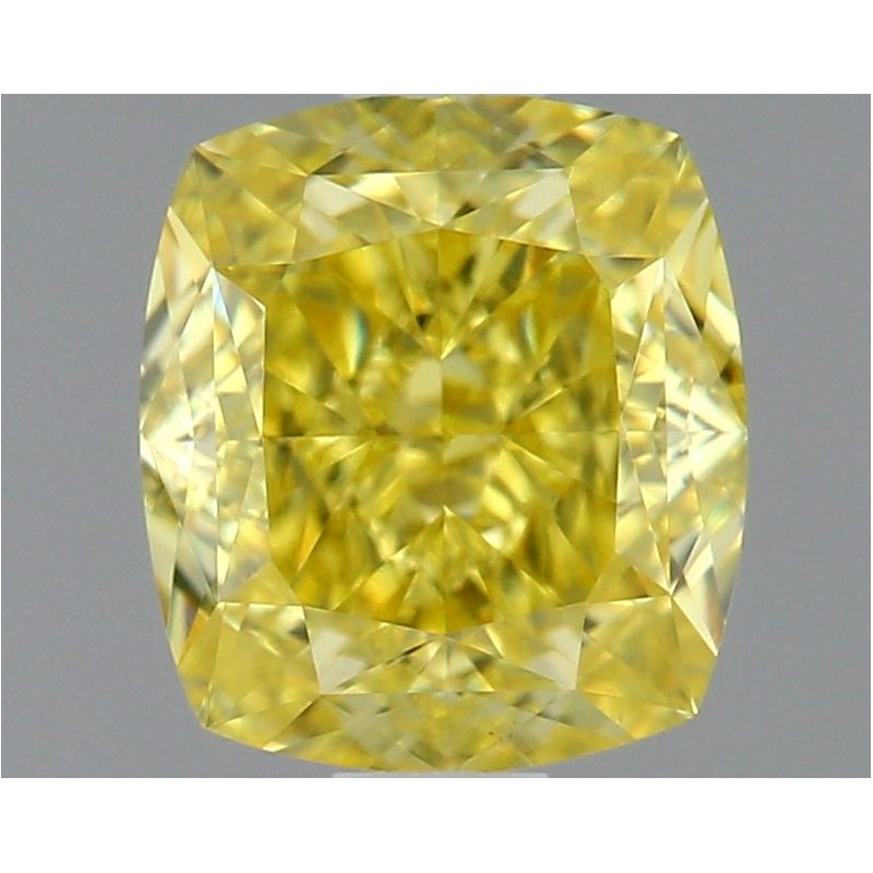Diament o barwie fantazyjnej szlif poduszkowy modyfikowany, 1.12ct, VS2, Fancy Intense Yellow, GIA 7476145416