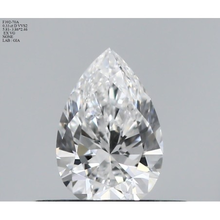 Diament szlif gruszkowy, 0.33ct, VVS2, D, GIA 7523268653