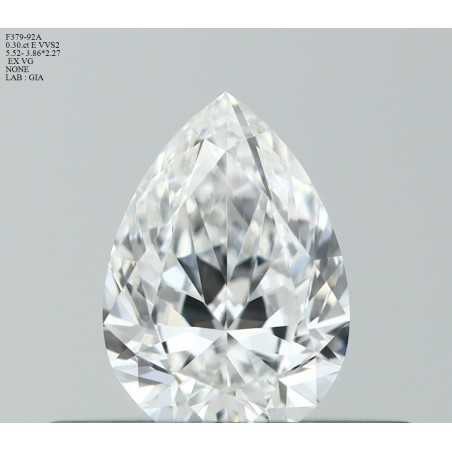 Diament szlif gruszkowy, 0.3ct, VVS2, E, GIA 6525293234
