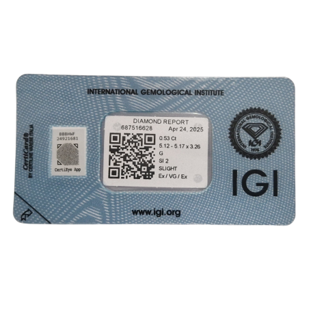 Diament szlif okrągły, 0.53ct, SI2, G, IGI 687516628