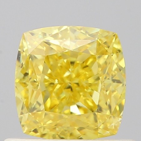 Diament o barwie fantazyjnej szlif poduszkowy brylantowy, 0.71ct, SI1, Fancy Vivid Yellow, GIA 2486628339