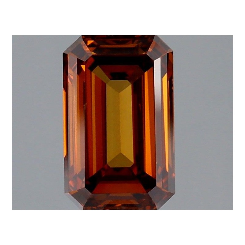 Diament laboratoryjny o barwie fantazyjnej szlif szmaragdowy, 1.67ct, VVS2, Fancy Vivid Brownish Orange, IGI LG732565240