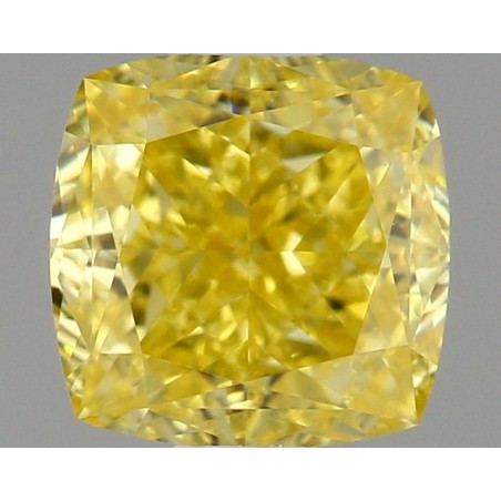 Diament o barwie fantazyjnej szlif poduszkowy brylantowy, 0.64ct, VS1, Fancy Vivid Yellow, GIA 7501216768