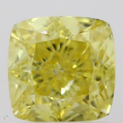 Diament o barwie fantazyjnej szlif poduszkowy brylantowy, 0.6ct, SI1, Fancy Vivid Yellow, GIA 5182409798
