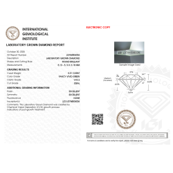 Diament laboratoryjny o barwie fantazyjnej szlif okrągły, 0.51ct, VVS2, Fancy Vivid Green, IGI LG744506036