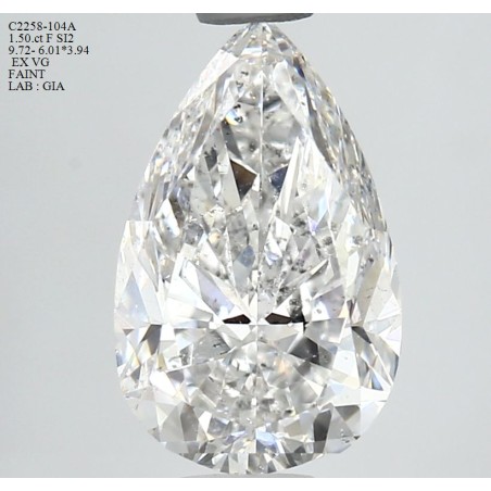 Diament szlif gruszkowy, 1.5ct, SI2, F, GIA 7486689096