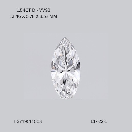 Diament laboratoryjny markiza, 1.54ct, VVS2, D, IGI LG749511503