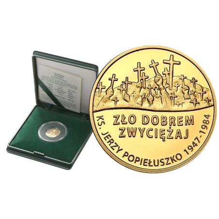 Złota moneta 1,7 g 37 zł ks. Jerzy Popiełuszko II Au. 900