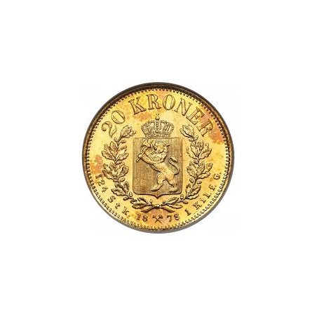 Złota moneta 20 koron Oskar II Norwegia 1876 - 1902 r