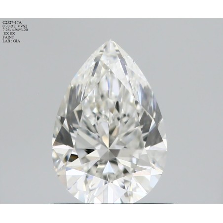Diament szlif gruszkowy, 0.7ct, VVS2, F, GIA 6542171953