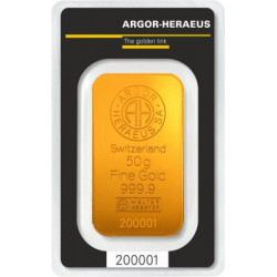 Sztabka Złota 50 gramów ARGOR - HERAEUS LBMA