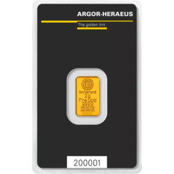 Sztabka Złota 2 gramy  ARGOR - HERAEUS LBMA