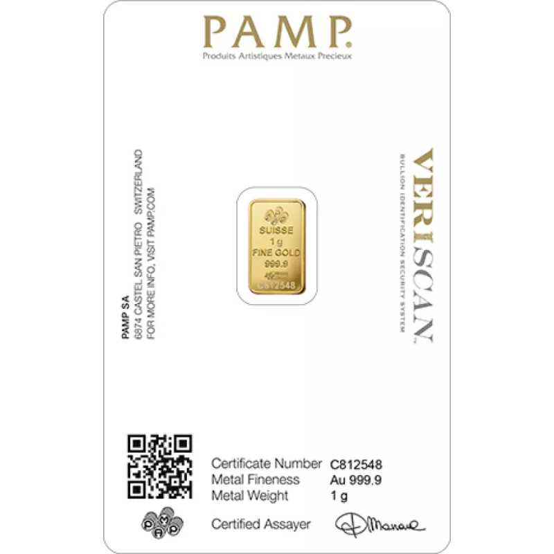 Sztabka Złota 1 gram  PAMP LBMA