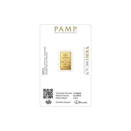 Sztabka Złota 2,5 grama  PAMP LBMA