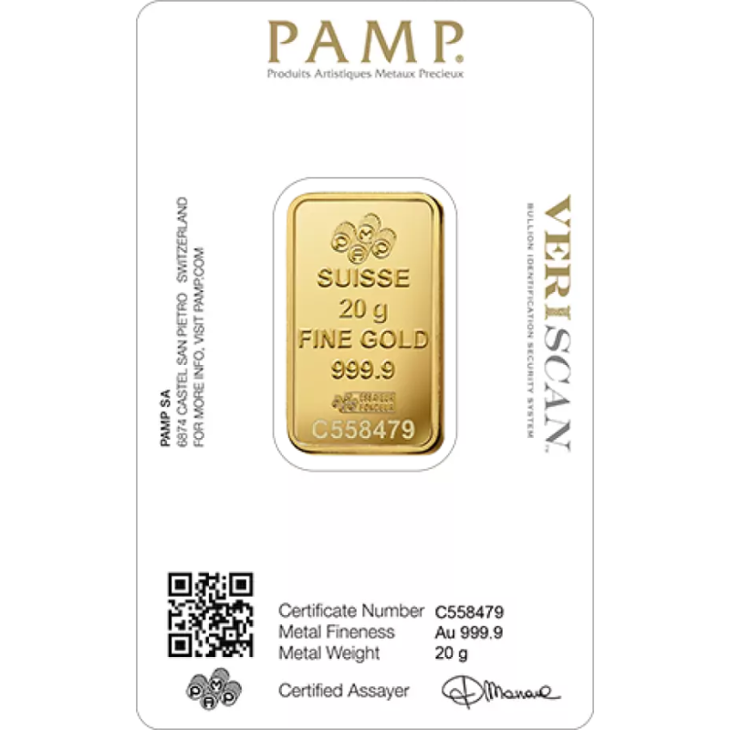 Sztabka Złota 20 gramów  PAMP LBMA