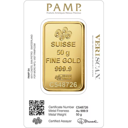 Sztabka Złota 50 gramów PAMP LBMA