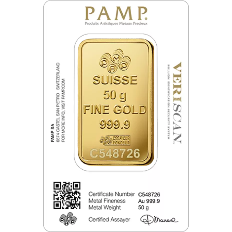Sztabka Złota 50 gramów PAMP LBMA Sztabka Złota 50 gramów PAMP LBMA