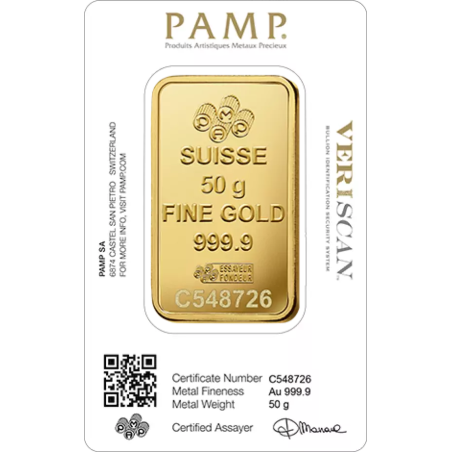 Sztabka Złota 50 gramów PAMP LBMA