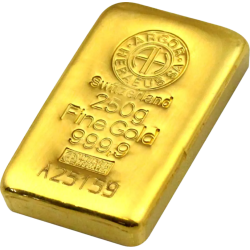 Sztabka Złota 250 gramów ARGOR - HERAEUS LBMA - odlewana