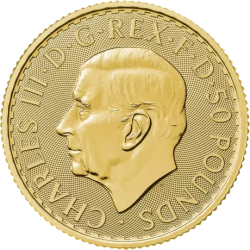Złota moneta 1/2 uncji Britannia 2024 r Karol III