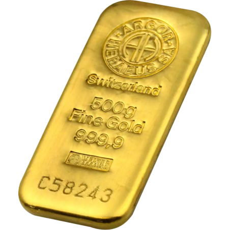 Sztabka Złota 500 gramów ARGOR - HERAEUS LBMA - odlewana