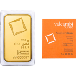 Sztabka Złota 250 gramów VALCAMBI LBMA - bita