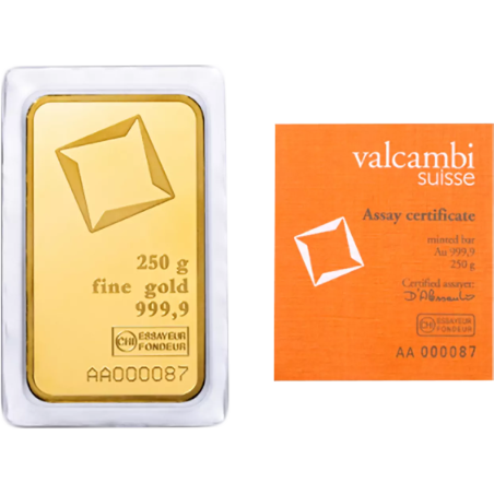 Sztabka Złota 250 gramów VALCAMBI LBMA - bita