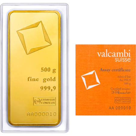 Sztabka Złota 500 gramów VALCAMBI LBMA - bita